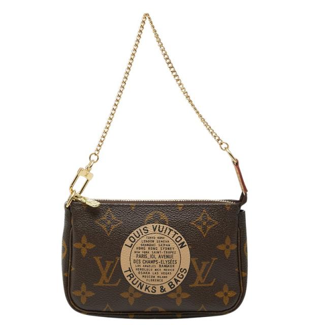 ルイ ヴィトン モノグラム ミニポシェットアクセソワール チェーン ポーチ ハンドバッグ M60153 ブラウン PVC LOUIS VUITTON 【中古】