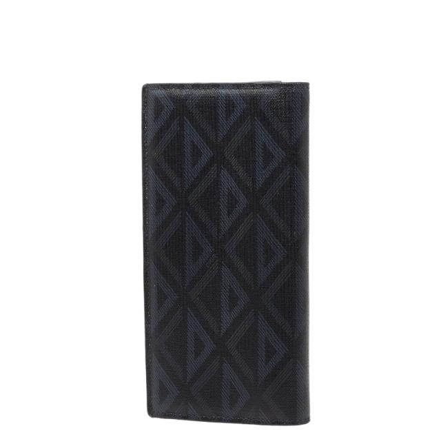 ディオール CDダイヤモンド バーティカル ロングウォレット 長財布 ブラック ネイビー PVC メンズ Dior 【中古】_1