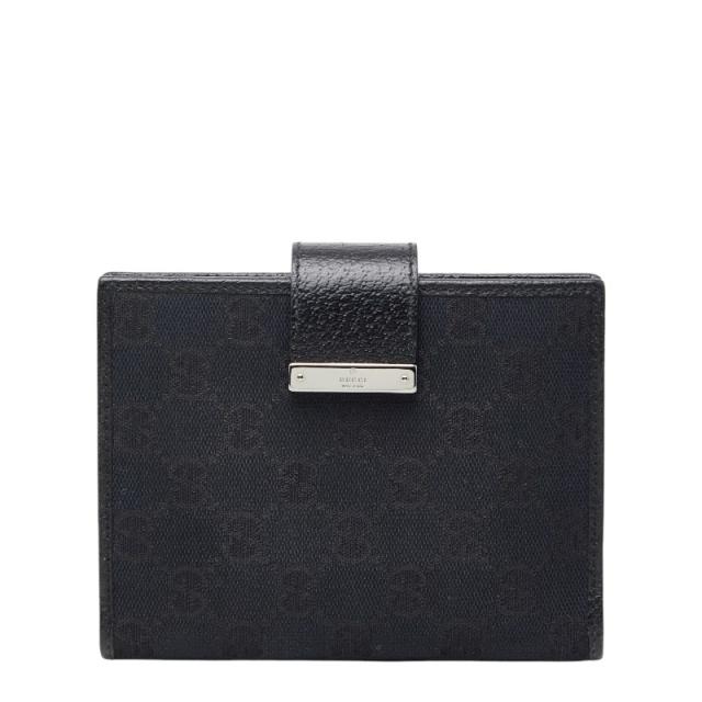 グッチ GGキャンバス - 手帳 手帳カバー 115240 ブラック キャンバス レザー レディース GUCCI 【中古】