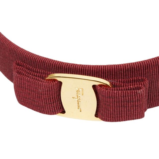 サルヴァトーレフェラガモ ヴァラリボン カチューシャ ヘアアクセサリー レッド キャンバス レディース Salvatore Ferragamo 【中古】_4
