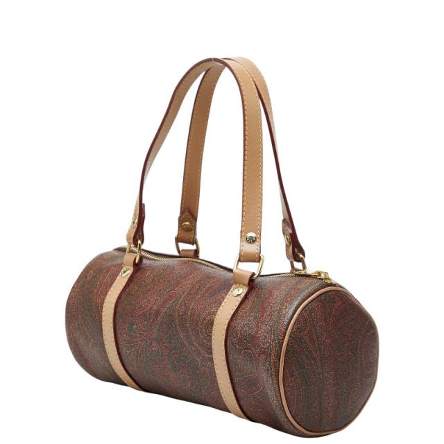 エトロ ペイズリー ミニボストンバッグ ハンドバッグ レッド ベージュ PVC レザー レディース ETRO 【中古】_1