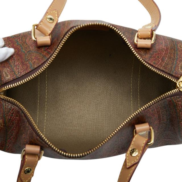 エトロ ペイズリー ミニボストンバッグ ハンドバッグ レッド ベージュ PVC レザー レディース ETRO 【中古】_5