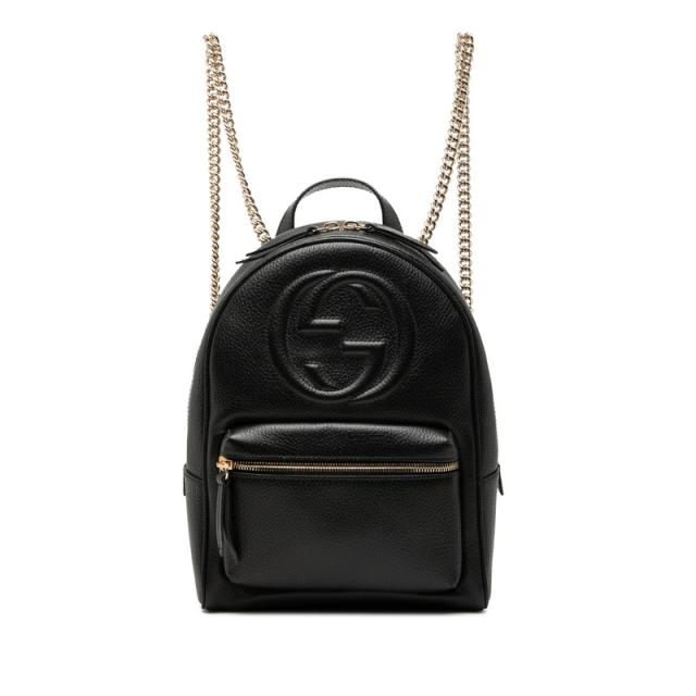 グッチ インターロッキングG ソーホー チェーン リュック バックパック 536192 ブラック レザー レディース GUCCI 【中古】