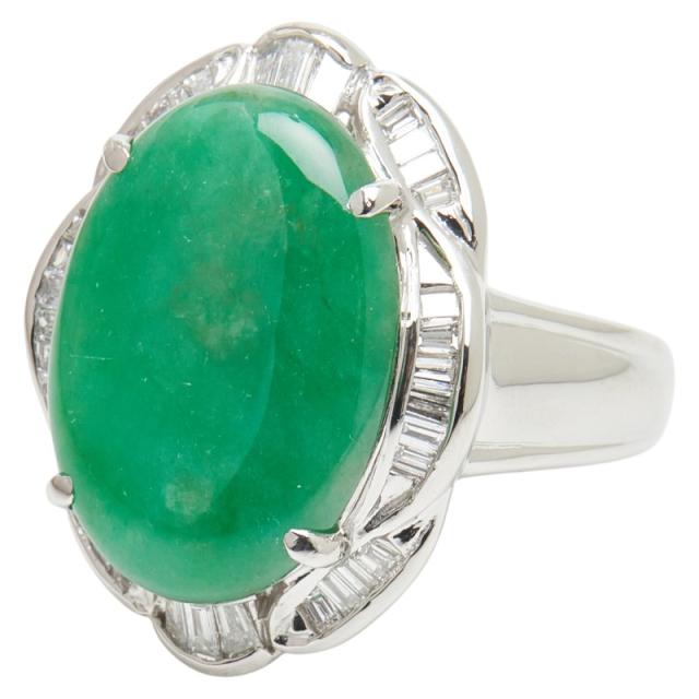 ヒスイ Pt900 プラチナ ヒスイ10.47ct ダイヤ0.69ct リング 指輪 レディース 13.5号 中古