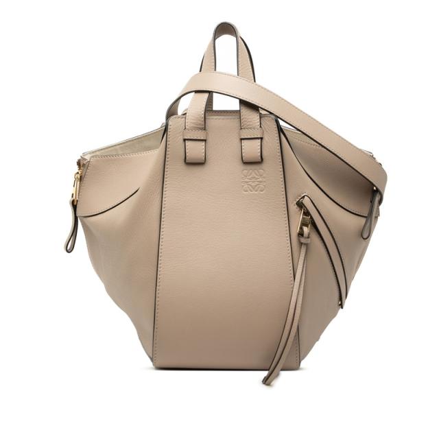 ロエベ ハンモック スモール ハンドバッグ ショルダーバッグ 2WAY ベージュ レザー レディース LOEWE 【中古】