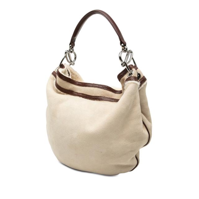 ロエベ ショルダーバッグ ワンショルダー ベージュ ブラウン ムートン レザー ファー レディース LOEWE 【中古】