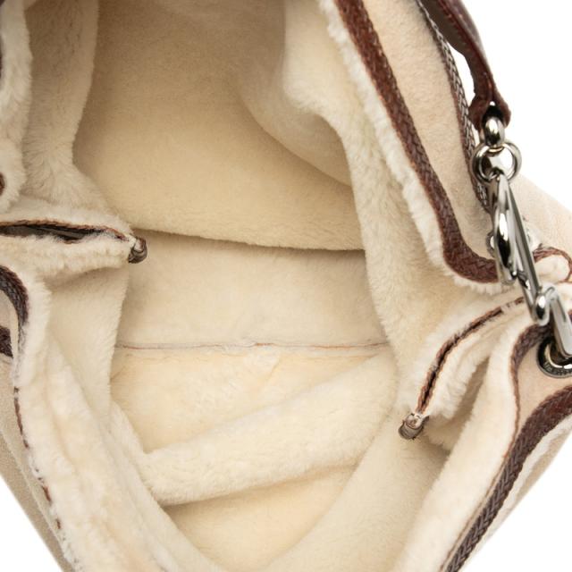 ロエベ ショルダーバッグ ワンショルダー ベージュ ブラウン ムートン レザー ファー レディース LOEWE 【中古】