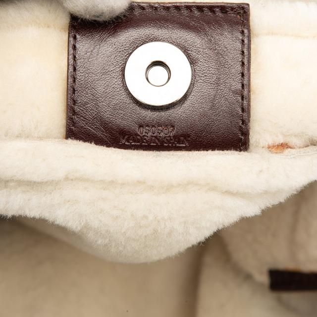ロエベ ショルダーバッグ ワンショルダー ベージュ ブラウン ムートン レザー ファー レディース LOEWE 【中古】