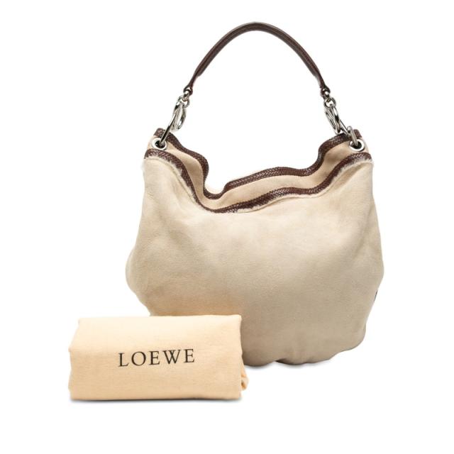 ロエベ ショルダーバッグ ワンショルダー ベージュ ブラウン ムートン レザー ファー レディース LOEWE 【中古】