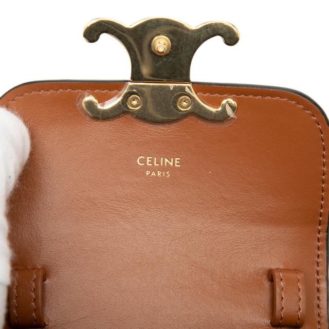 セリーヌ トリオンフ ミニクロード 斜め掛け ショルダーバッグ ブラウン タン PVC レザー レディース CELINE 【中古】_4