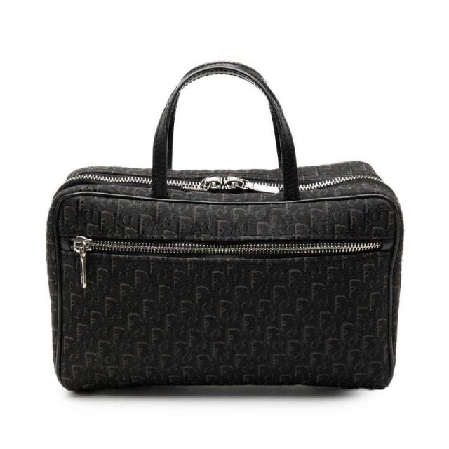 ディオール トロッター ミニハンドバッグ コスメポーチ ブラック キャンバス レザー レディース Dior 【中古】