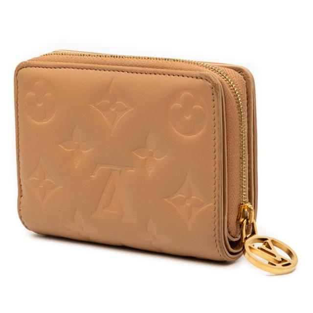 ルイ ヴィトン モノグラム エンボス ポルトフォイユ ルー 二つ折り財布 M81673 キャメル ブラウン ラムレザー LOUIS VUITTON 【中古】