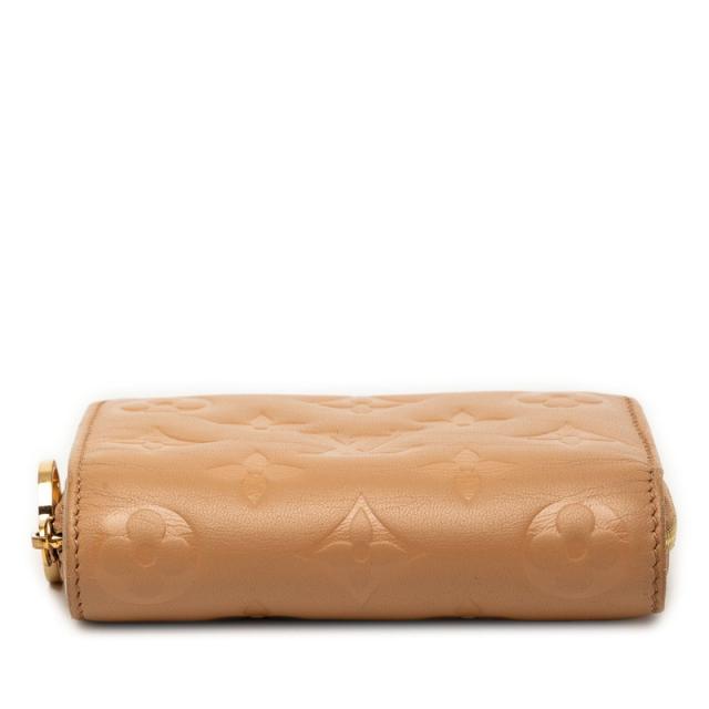 ルイ ヴィトン モノグラム エンボス ポルトフォイユ ルー 二つ折り財布 M81673 キャメル ブラウン ラムレザー LOUIS VUITTON 【中古】