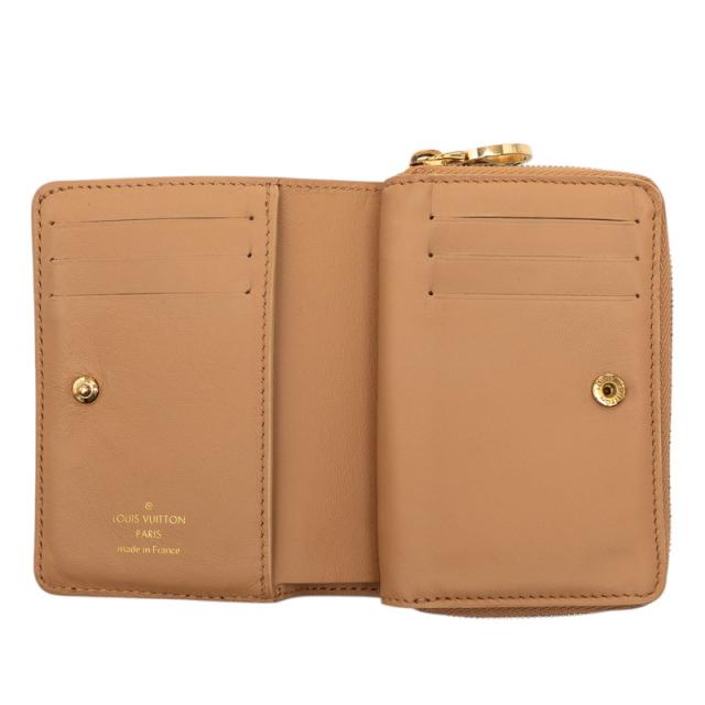 ルイ ヴィトン モノグラム エンボス ポルトフォイユ ルー 二つ折り財布 M81673 キャメル ブラウン ラムレザー LOUIS VUITTON 【中古】