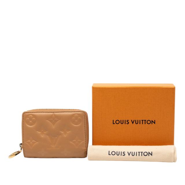 ルイ ヴィトン モノグラム エンボス ポルトフォイユ ルー 二つ折り財布 M81673 キャメル ブラウン ラムレザー LOUIS VUITTON 【中古】