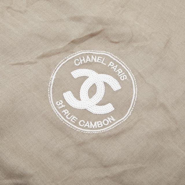 シャネル ロゴ 大判 ストール グレー カシミヤ モダール レディース CHANEL 【中古】_2