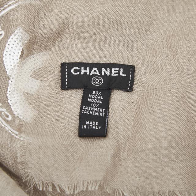 シャネル ロゴ 大判 ストール グレー カシミヤ モダール レディース CHANEL 【中古】_3