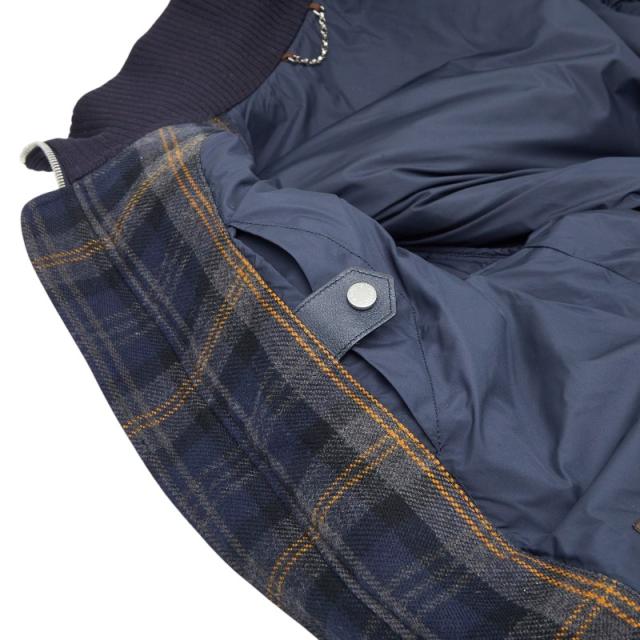 ルイ ヴィトン ダブルジップ チェック ジャケット ブルゾン サイズ44 ネイビー コットン ポリエステル ウール LOUIS VUITTON 【中古】