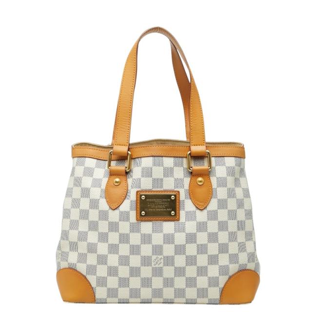 ルイ ヴィトン ダミエ アズール ハムステッドPM ハンドバッグ トートバッグ N51207 ホワイト PVC レザー LOUIS VUITTON 【中古】