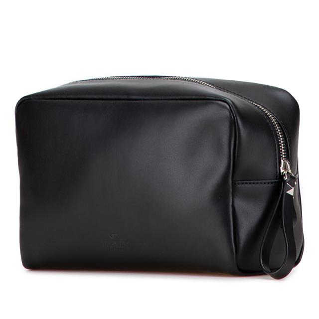 ヴァレンティノ VLTNロゴタイプ 二つ目御徒面子 車寄せ 黒いこと なめし革 レディース VALENTINO 【中古】