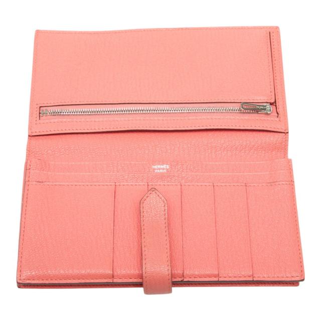 エルメス ベアン スフレ 長財布 ピンク系 フラミンゴ シルバー金具 シェーブル レザー レディース HERMES 【中古】_3