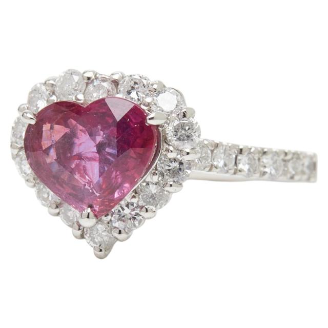 Pt900 プラチナ ルビー1.57ct ダイヤ0.42ct ハートモチーフ 非加熱 リング 指輪 レディース 8.5号 中古_1