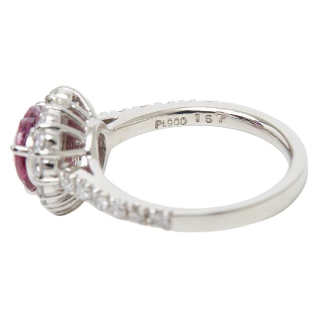 Pt900 プラチナ ルビー1.57ct ダイヤ0.42ct ハートモチーフ 非加熱 リング 指輪 レディース 8.5号 中古_5