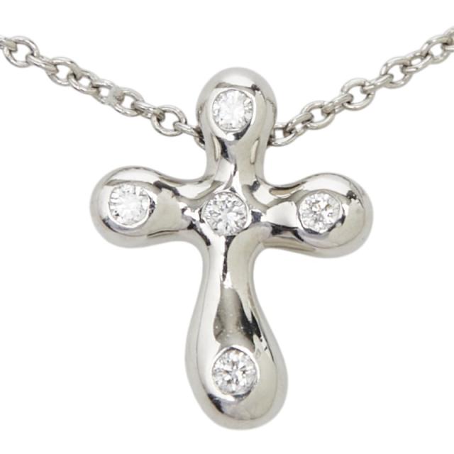 ティファニー エルサ ペレッティ スモールクロス ペンダントネックレス シルバー Pt950 プラチナ ダイヤモンド TIFFANY&Co. 【中古】_1