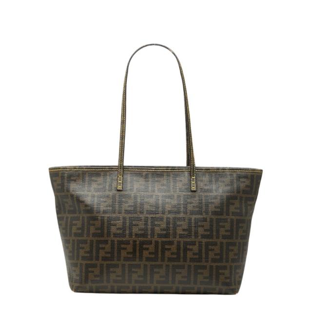 フェンディ ズッカ トートバッグ 8BH198 ブラウン PVC レザー レディース FENDI 【中古】