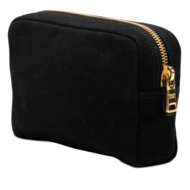 プラダ ロゴ カナパ ミニ ポーチ 小物入れ 1NA021 ブラック キャンバス レディース PRADA 【中古】_1