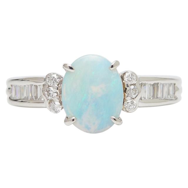 Pt900 プラチナ オパール0.79ct ダイヤ0.33ct リング 指輪 レディース 11.5号 中古