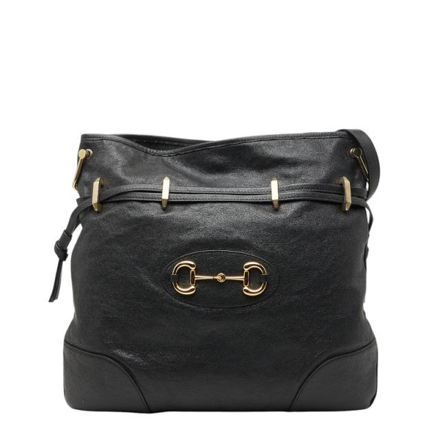 グッチ 配管ビット1955 ショルダーバッグ ドローストリング 602089 黒いこと なめし革 レディース GUCCI 【中古】