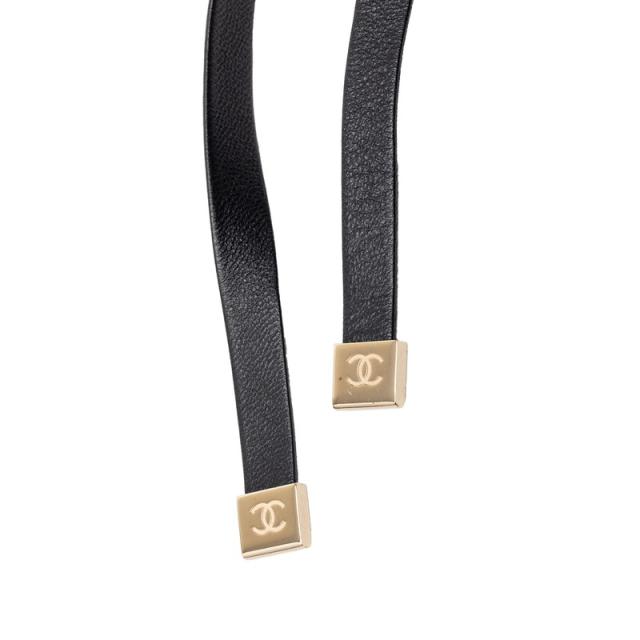 シャネル ハートロケット ターンロック モチーフ ネックレス ゴールド ブラック メッキ レザー レディース CHANEL 【中古】_3
