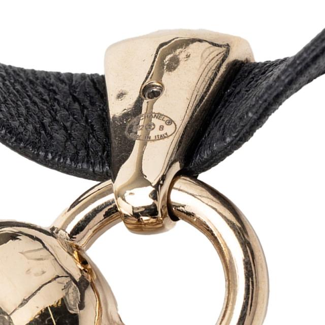 シャネル ハートロケット ターンロック モチーフ ネックレス ゴールド ブラック メッキ レザー レディース CHANEL 【中古】_4
