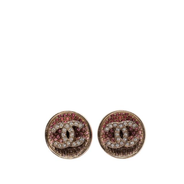 シャネル ココマーク ピアス ゴールド ピンク メッキ ラインストーン レディース CHANEL 【中古】