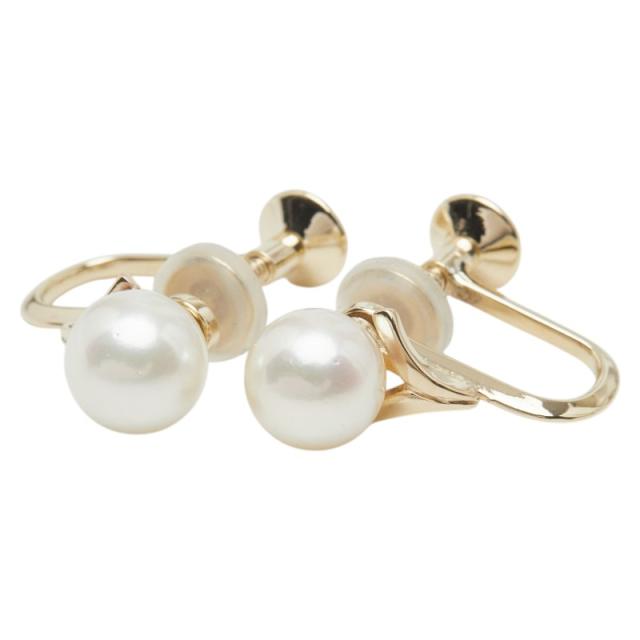 ミキモト 真珠 K14YG イエローゴールド アコヤパール6.5〜6.6mm イヤリング レディース MIKIMOTO 中古