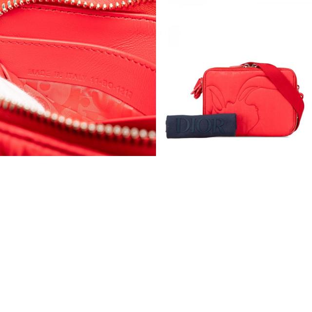 ディオール × ERL トロッター ミラージュ キルティング ラビット 斜め掛け ショルダーバッグ レッド ナイロン レザー Dior 【中古】_9