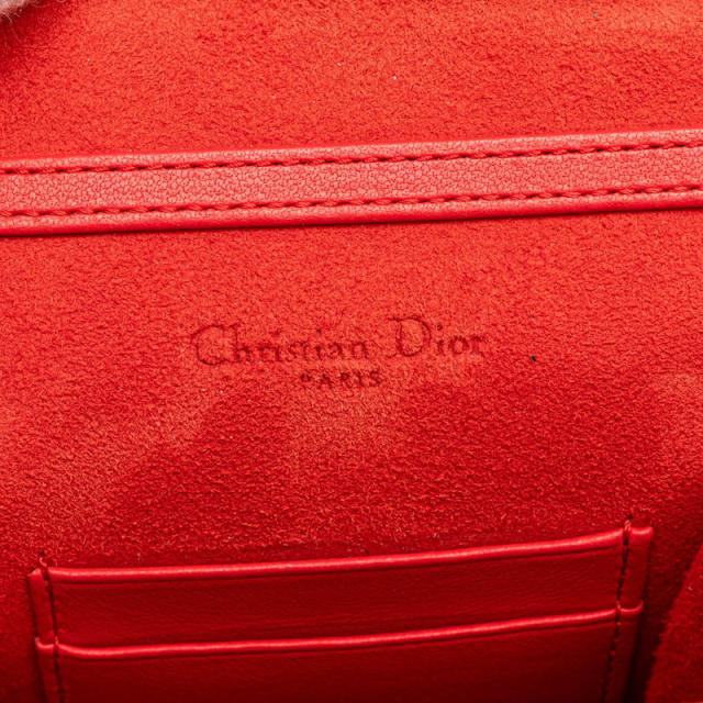 ディオール ディオラマ スタッズ 斜め掛け チェーン ショルダーバッグ レッド ゴールド レザー レディース Dior 【中古】_8
