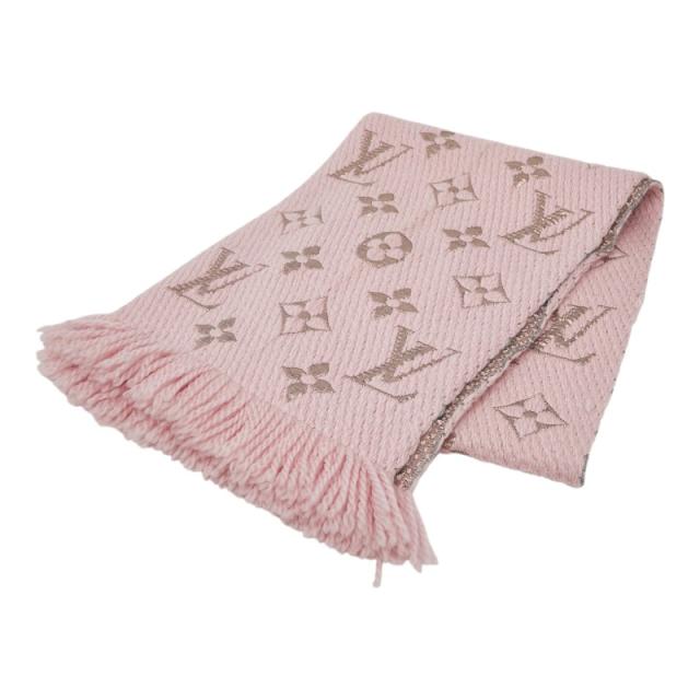ルイ ヴィトン エシャルプ ロゴマニア シャイン マフラー M70466 ピンク ウール シルク レディース LOUIS VUITTON 【中古】