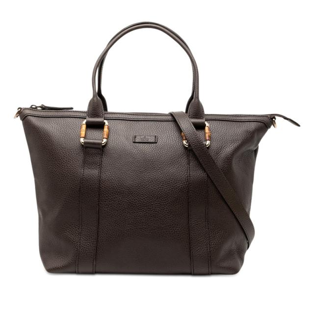 グッチ バンブー トートバッグ ショルダーバッグ 2WAY 339548 ブラウン レザー メンズ レディース ユニセックス GUCCI 【中古】