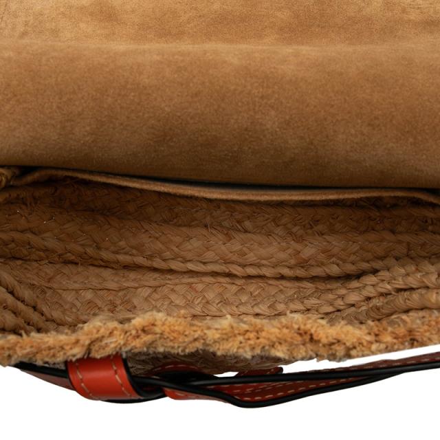 ロエベ アナグラム ゲート ショルダーバッグ ベージュ オレンジ ラフィア レザー レディース LOEWE 【中古】_3