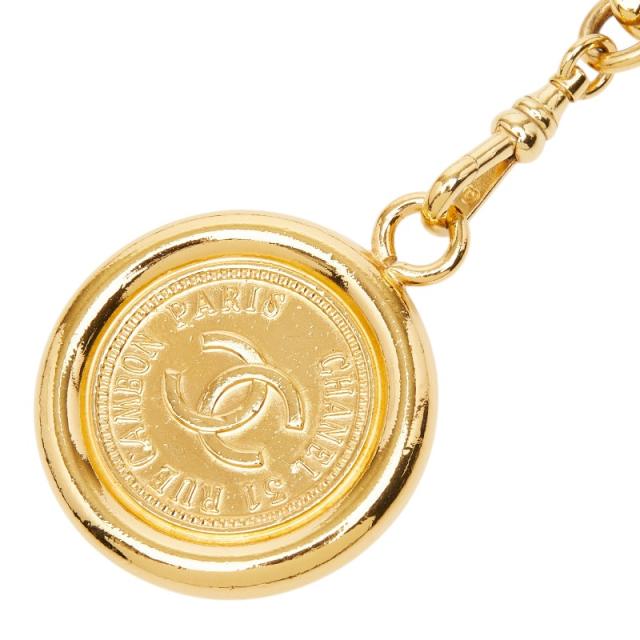 シャネル ヴィンテージ チェーン ベルト ゴールド ブラック メッキ レザー レディース CHANEL 【中古】_1