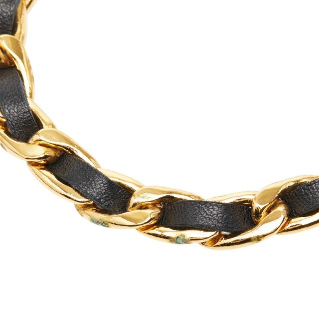 シャネル ヴィンテージ チェーン ベルト ゴールド ブラック メッキ レザー レディース CHANEL 【中古】_4