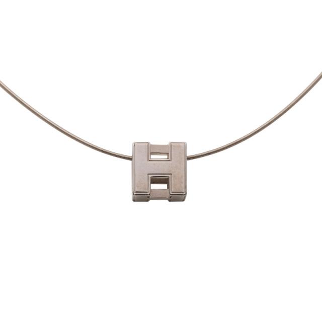 エルメス カージュ ド アッシュ Hキューブ ネックレス シルバー メタル レディース HERMES 【中古】