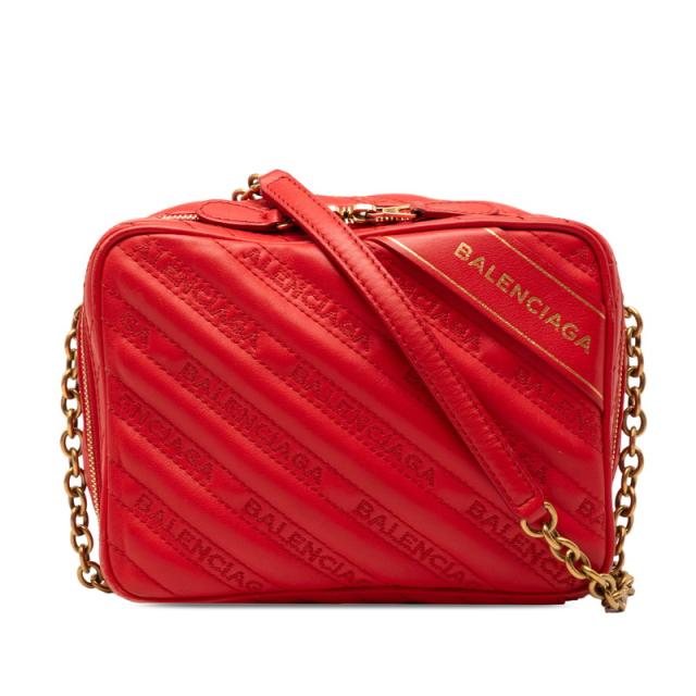 バレンシアガ ブランケットリポーターXS チェーン ショルダーバッグ レッド レザー レディース BALENCIAGA 【中古】