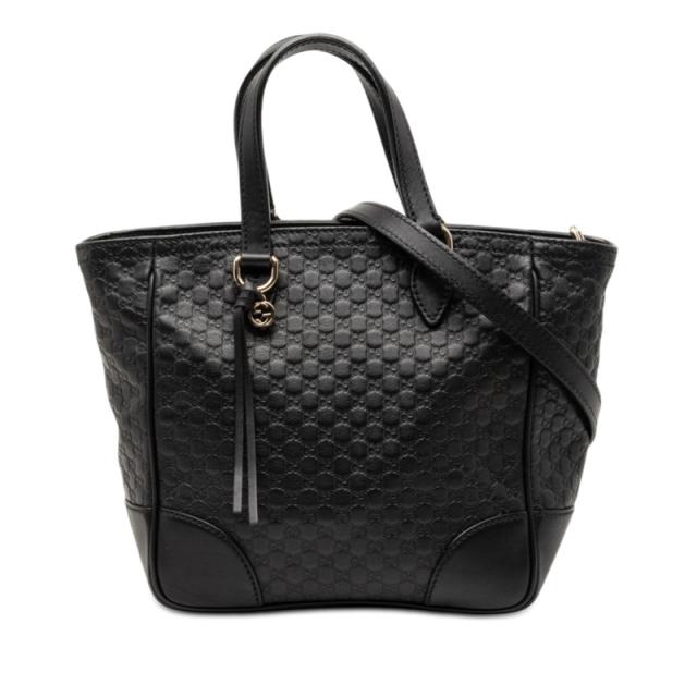 グッチ マイクログッチシマ ハンドバッグ ショルダーバッグ 2WAY 449241 ブラック レザー レディース GUCCI 【中古】
