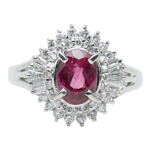 Pt900 プラチナ ルビー1.53ct ダイヤ0.50ct リング 指輪 レディース 12号 中古