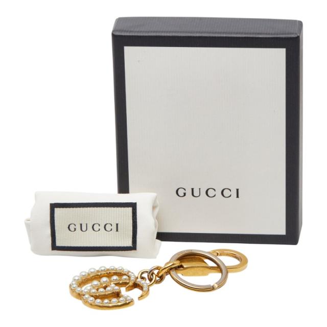 グッチ インターロッキングG パール バッグチャーム キーホルダー キーチャーム ゴールド メッキ レディース GUCCI 【中古】_4