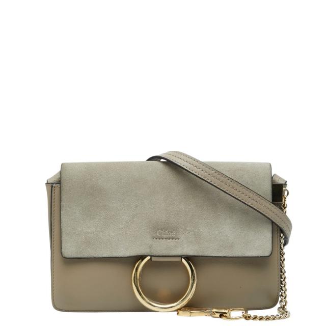 クロエ フェイ 斜め掛け ショルダーバッグ グレー ベージュ レザー スウェード レディース Chloe 【中古】