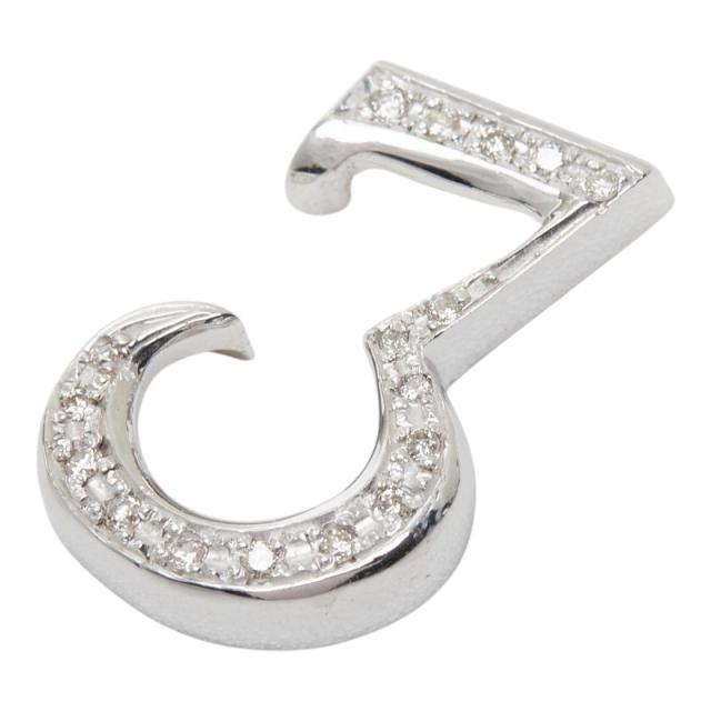 K18WG ホワイトゴールド ダイヤ0.13ct 3 ナンバー3 スリー イニシャル ペンダントトップ ネックレス 中古